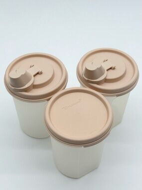 Tupperware Modular Mates Set 3 Pink Lids Vintage Pantry Storage